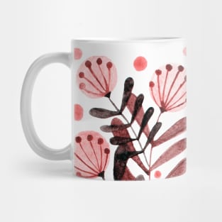 Flowers and foliage - living coral and brown Mug